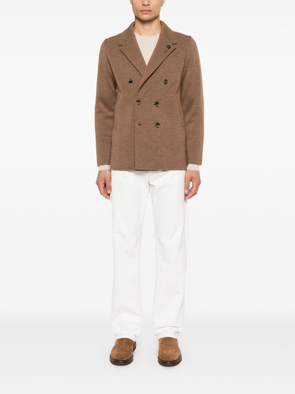 Men Cardigans Maison-Kitsune Lardini Knitted Blazer Brown