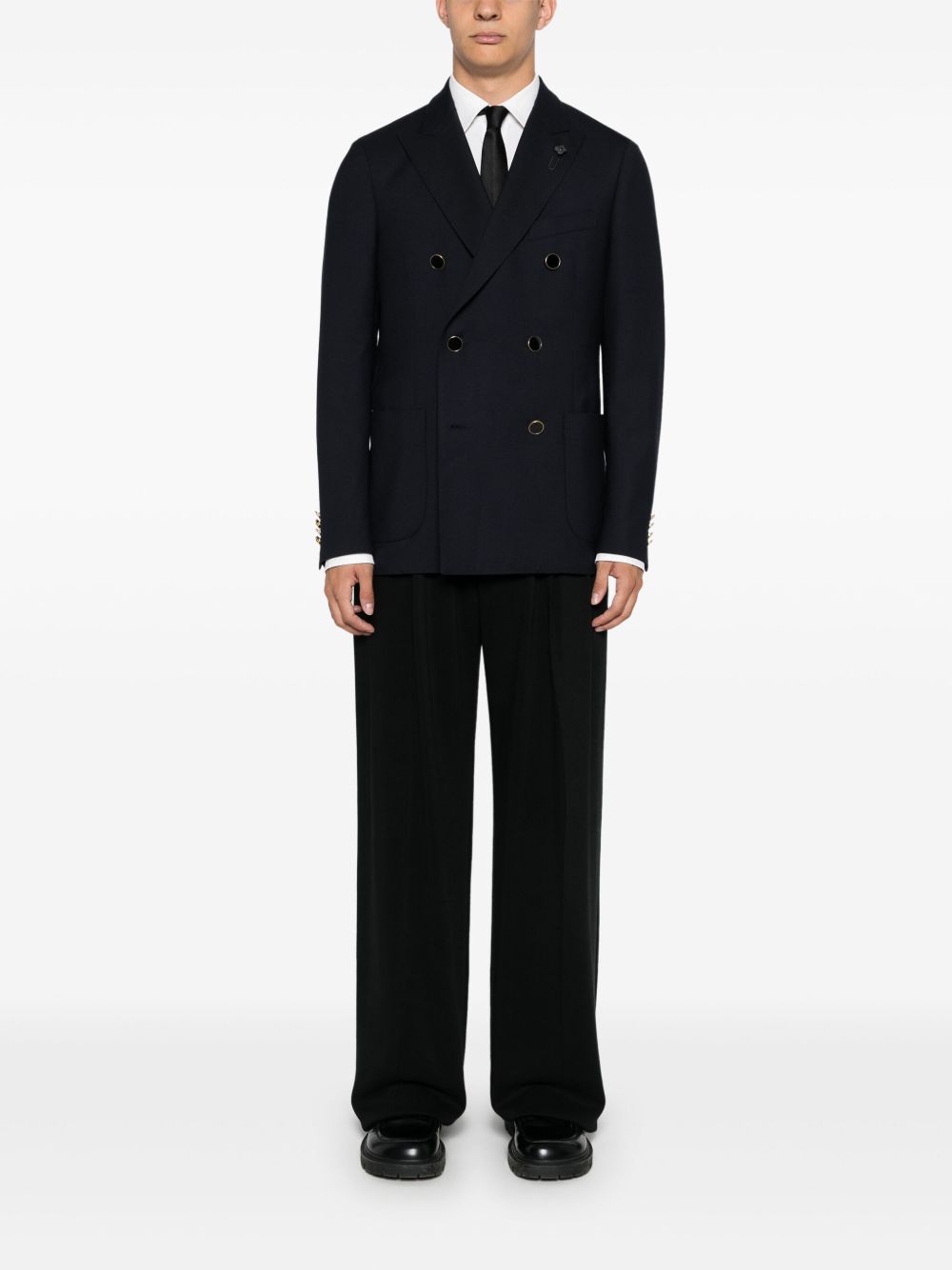 Maison-Kitsune Lardini logo-clip Blazer Blue Men Blazers