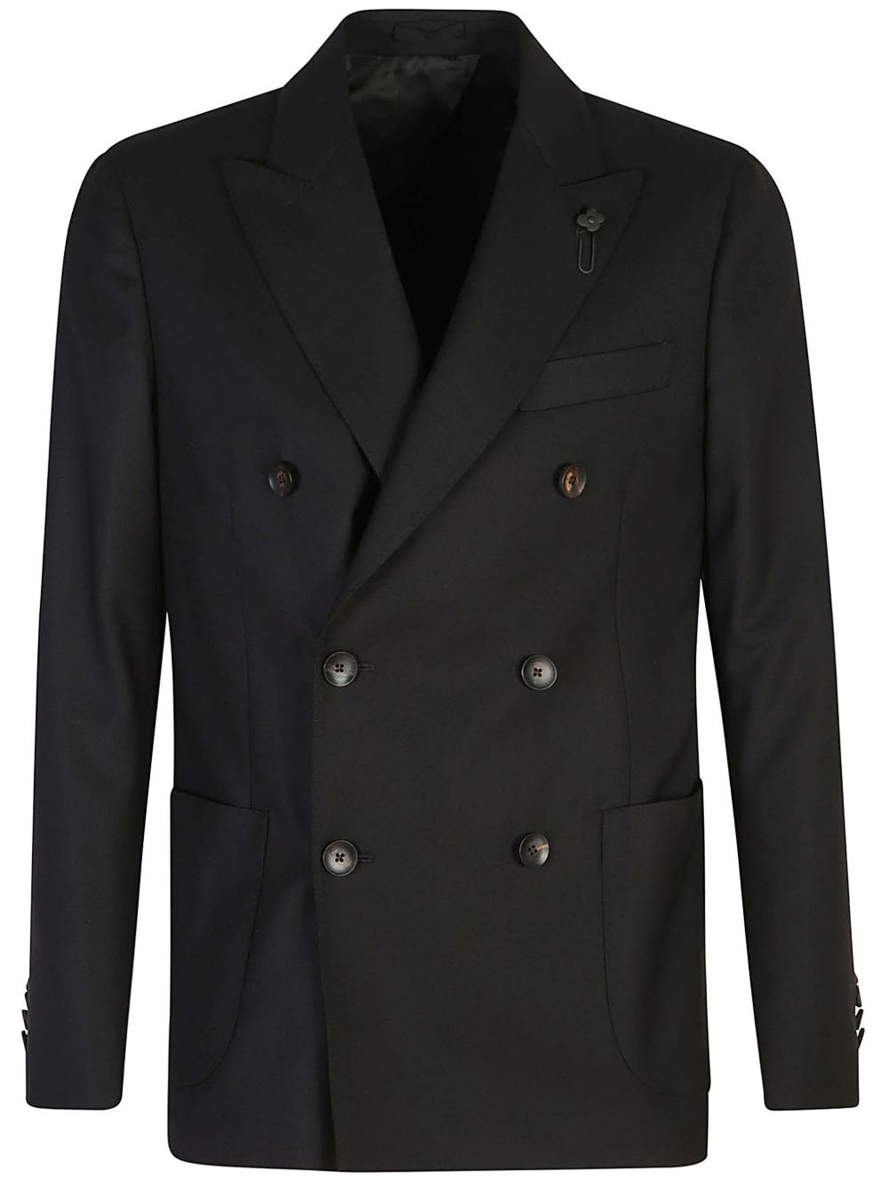 Maison-Kitsune Lardini Appliqué Wool double-breasted Blazer Black Men Blazers