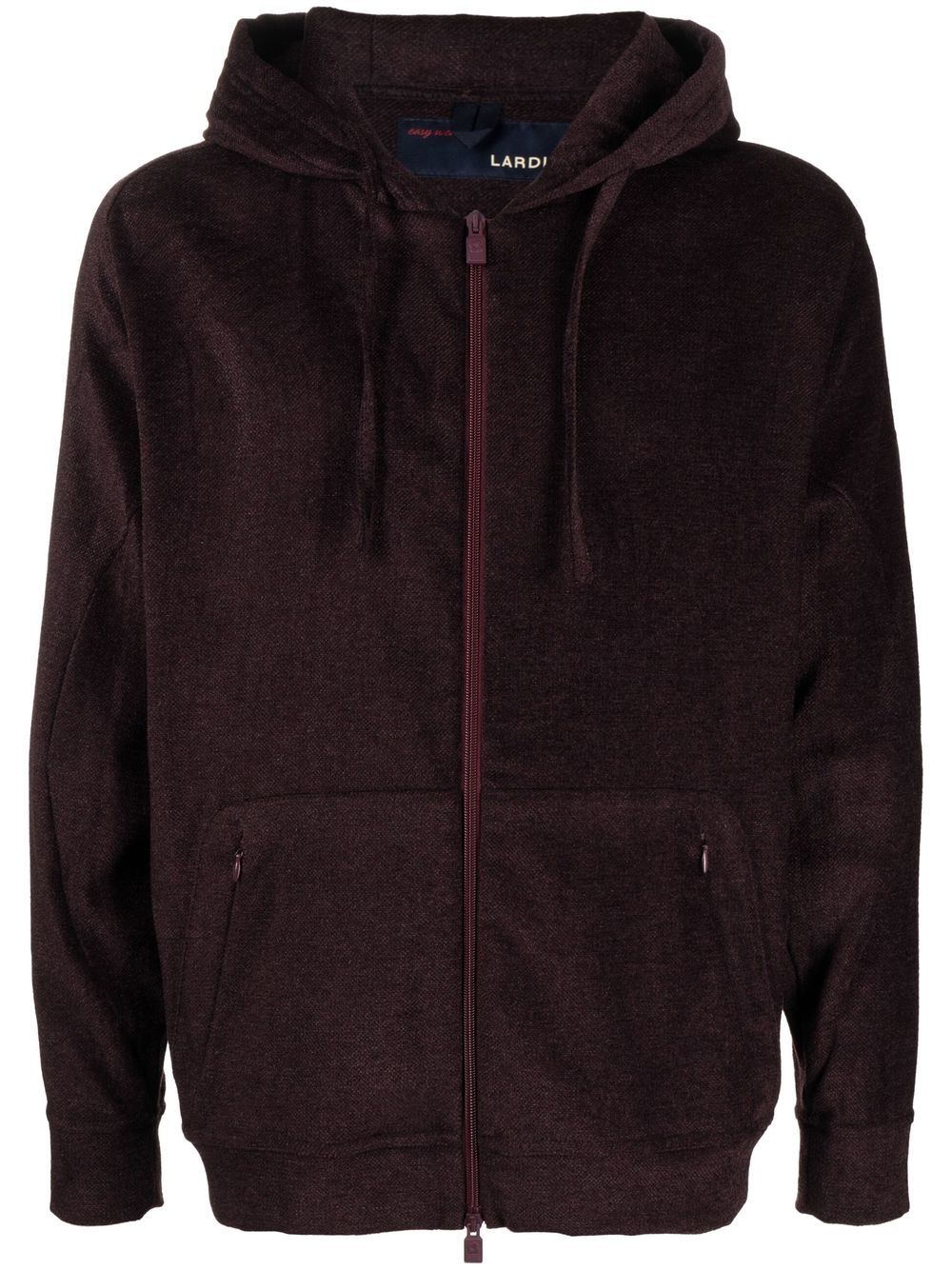 Lardini zip-up Drawstring Hoodie Brown Men Hoodies Maison-Kitsune