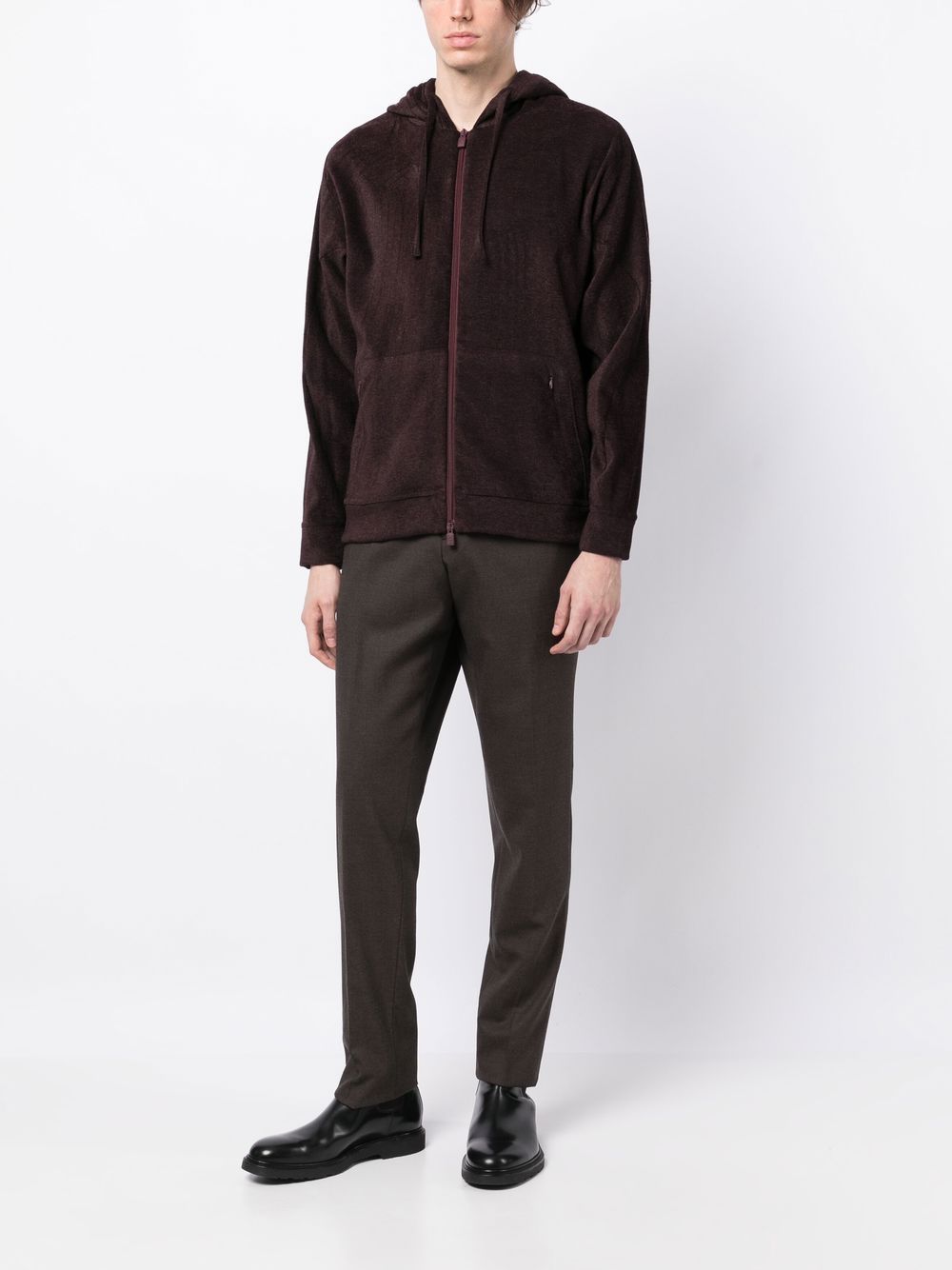 Lardini zip-up Drawstring Hoodie Brown Men Hoodies Maison-Kitsune