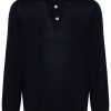 Men Knitted Sweaters Maison-Kitsune Lardini fine-knit Polo Top Blue