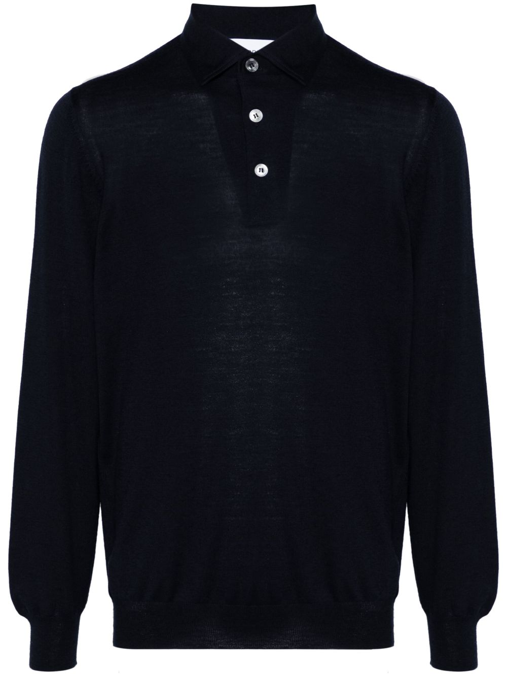 Men Knitted Sweaters Maison-Kitsune Lardini fine-knit Polo Top Blue