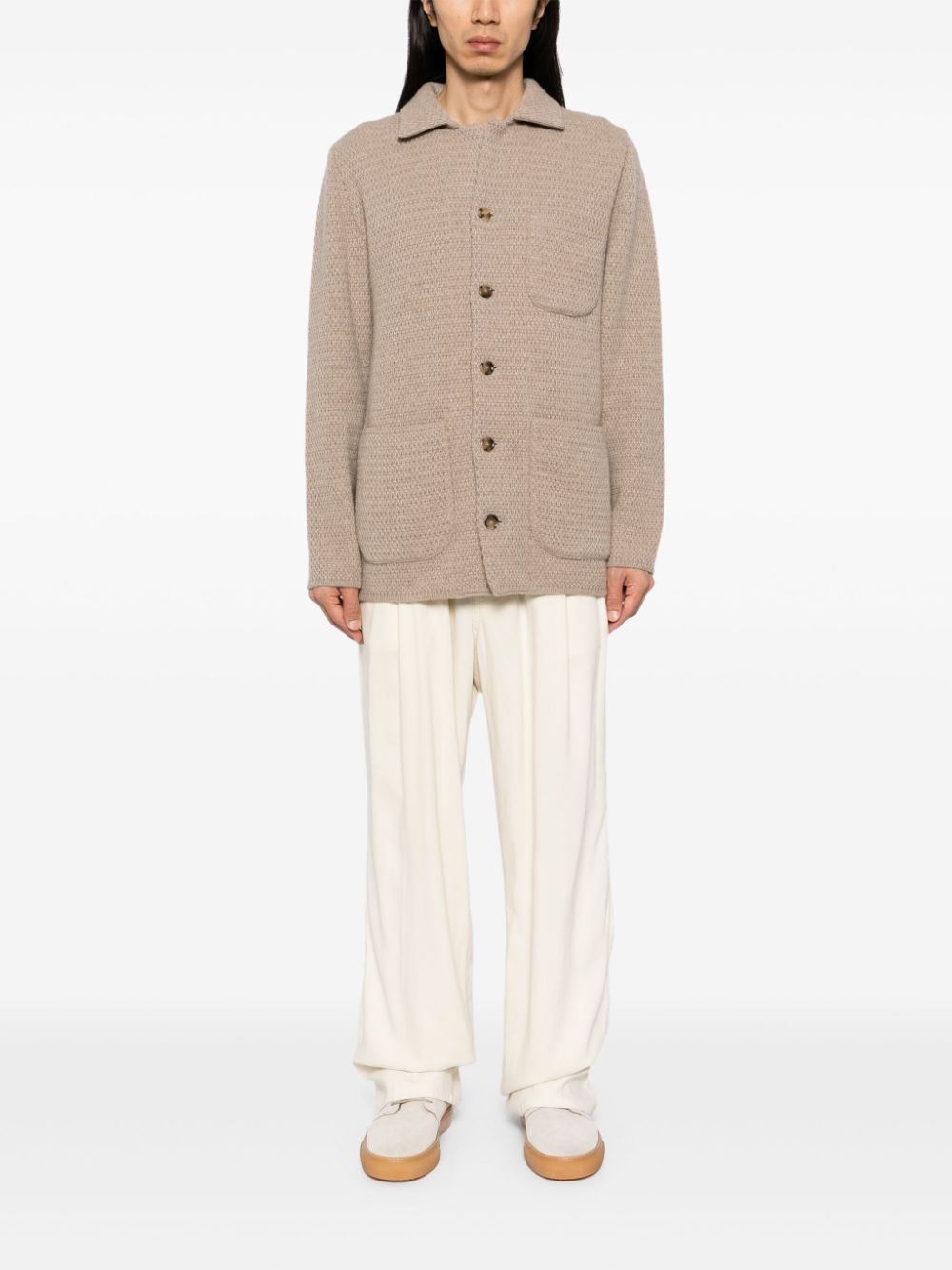 Lardini Knitted eco-friendly Cashmere Jacket Neutrals Men Cardigans Maison-Kitsune