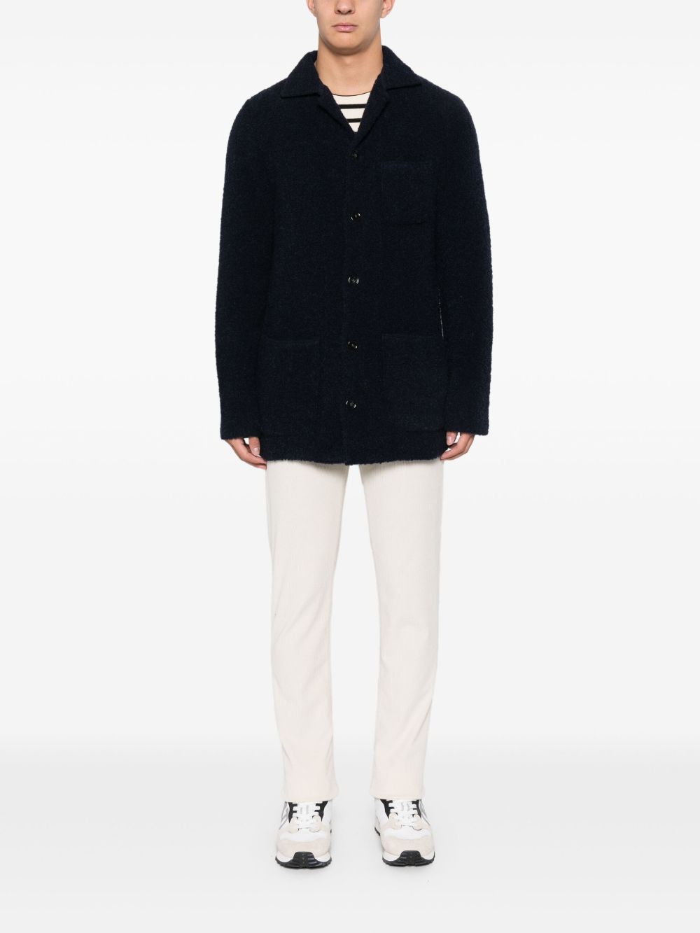 Lardini Bouclé Shirt Jacket Blue Men Shirt Jackets Maison-Kitsune
