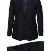Men Single Breasted Suits Maison-Kitsune Lardini single-breasted Wool Blend Suit Blue
