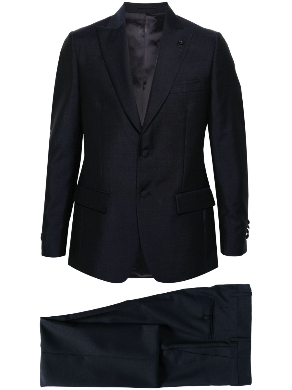 Men Single Breasted Suits Maison-Kitsune Lardini single-breasted Wool Blend Suit Blue