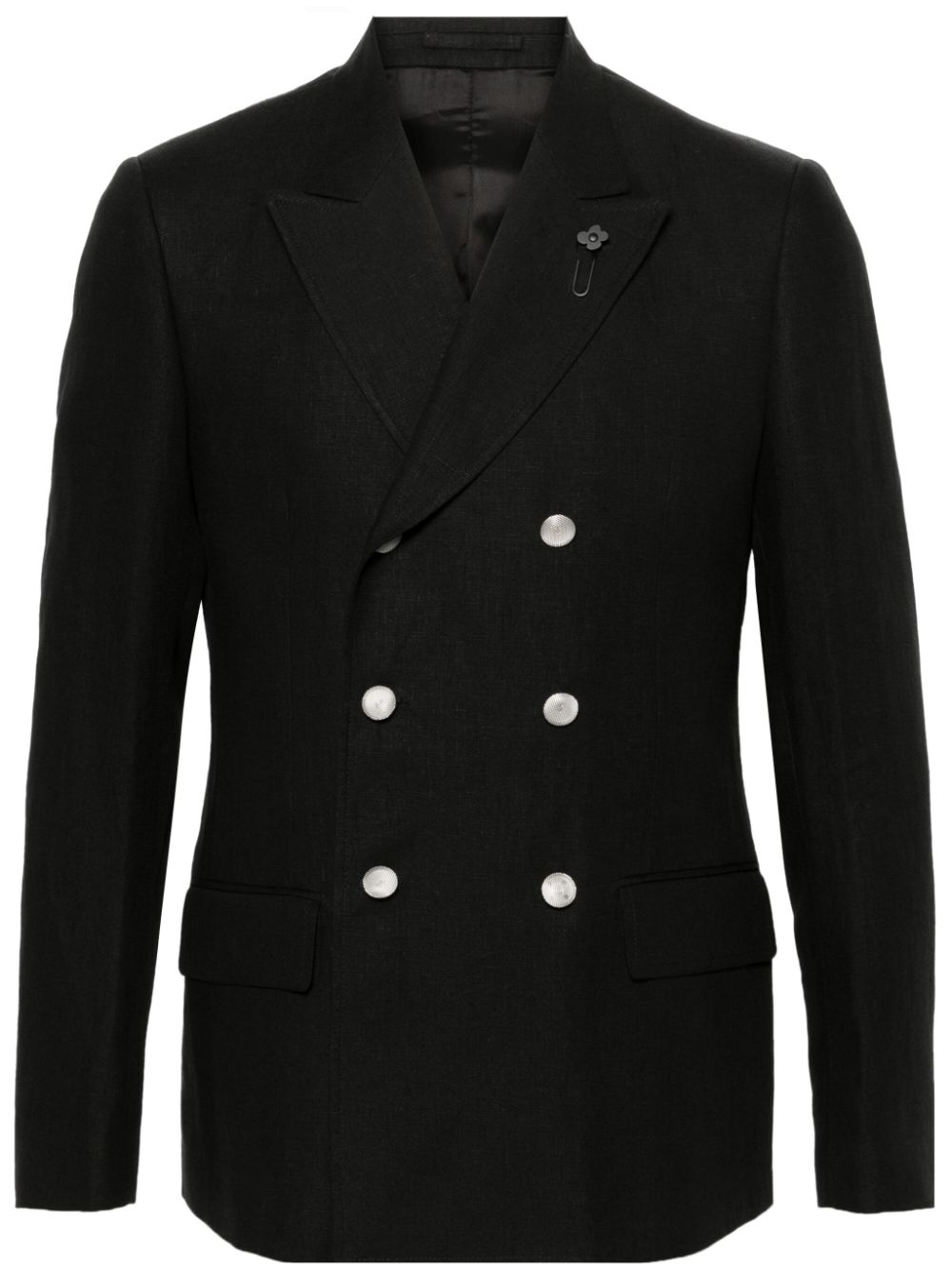 Maison-Kitsune Lardini Attitude Linen double-breasted Blazer Black Men Blazers