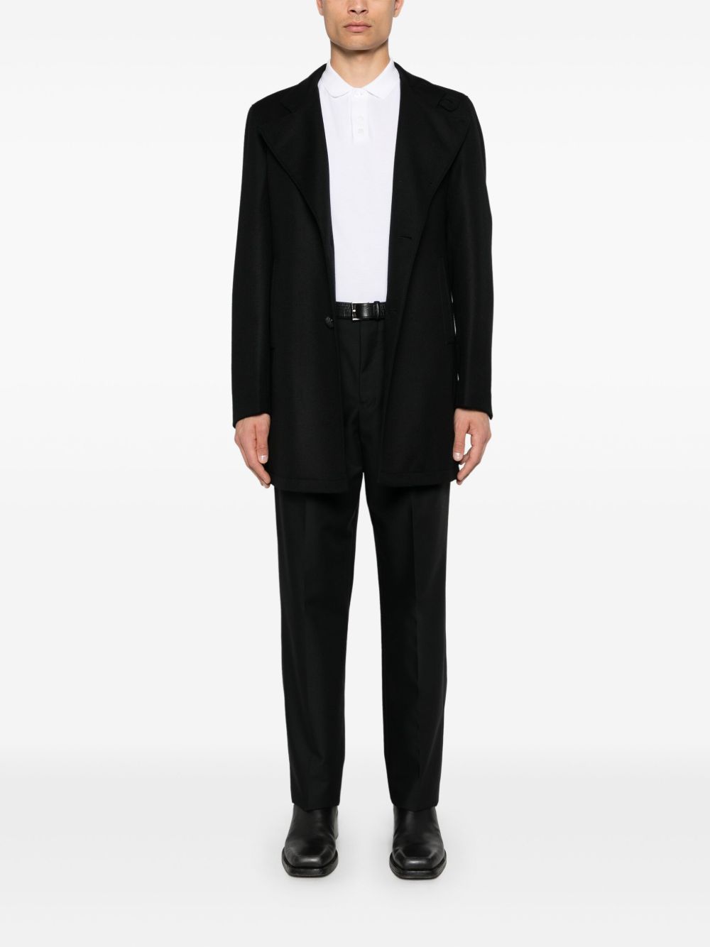 Maison-Kitsune Tailored Pants Men Lardini pleat-detail Trousers Black