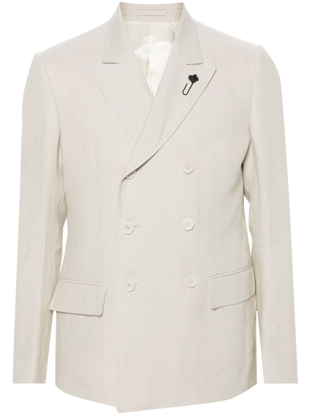 Lardini slub-texture Linen Blazer Neutrals Men Blazers Maison-Kitsune