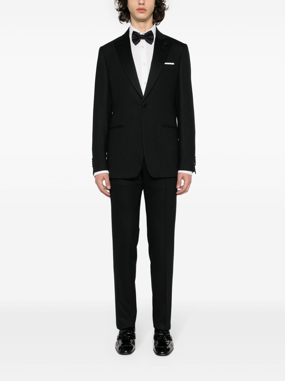 Maison-Kitsune Lardini single-breasted Crepe Suit Black Men Single Breasted Suits