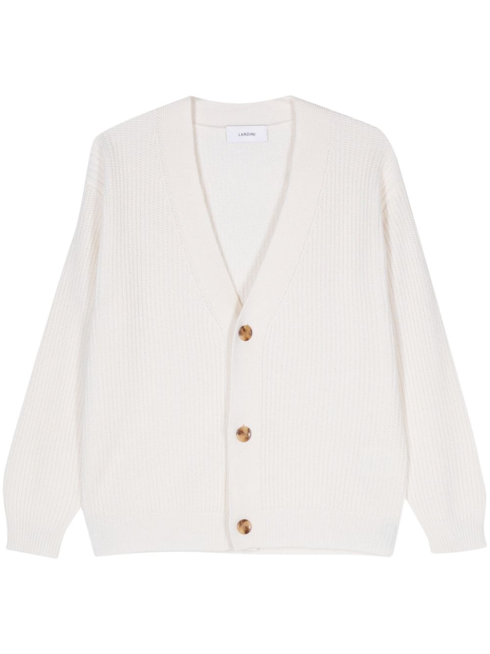 Men Cardigans Maison-Kitsune Lardini ribbed-knit Cardigan Neutrals