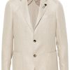 Maison-Kitsune Lardini single-breasted Interwoven Blazer Neutrals Men Blazers