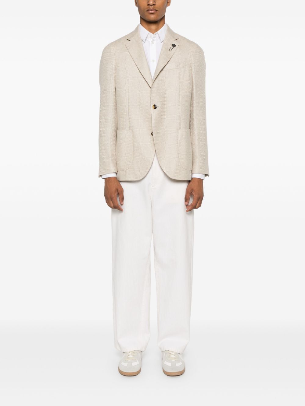 Maison-Kitsune Lardini single-breasted Interwoven Blazer Neutrals Men Blazers