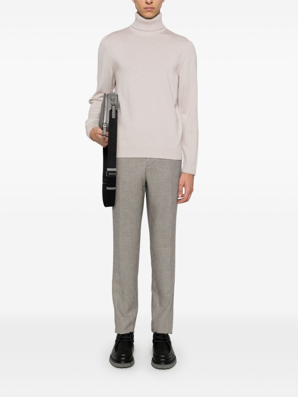Lardini Houndstooth Trousers Brown Maison-Kitsune Men Tailored Pants