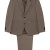 Maison-Kitsune Single Breasted Suits Men Lardini single-breasted Suit Brown