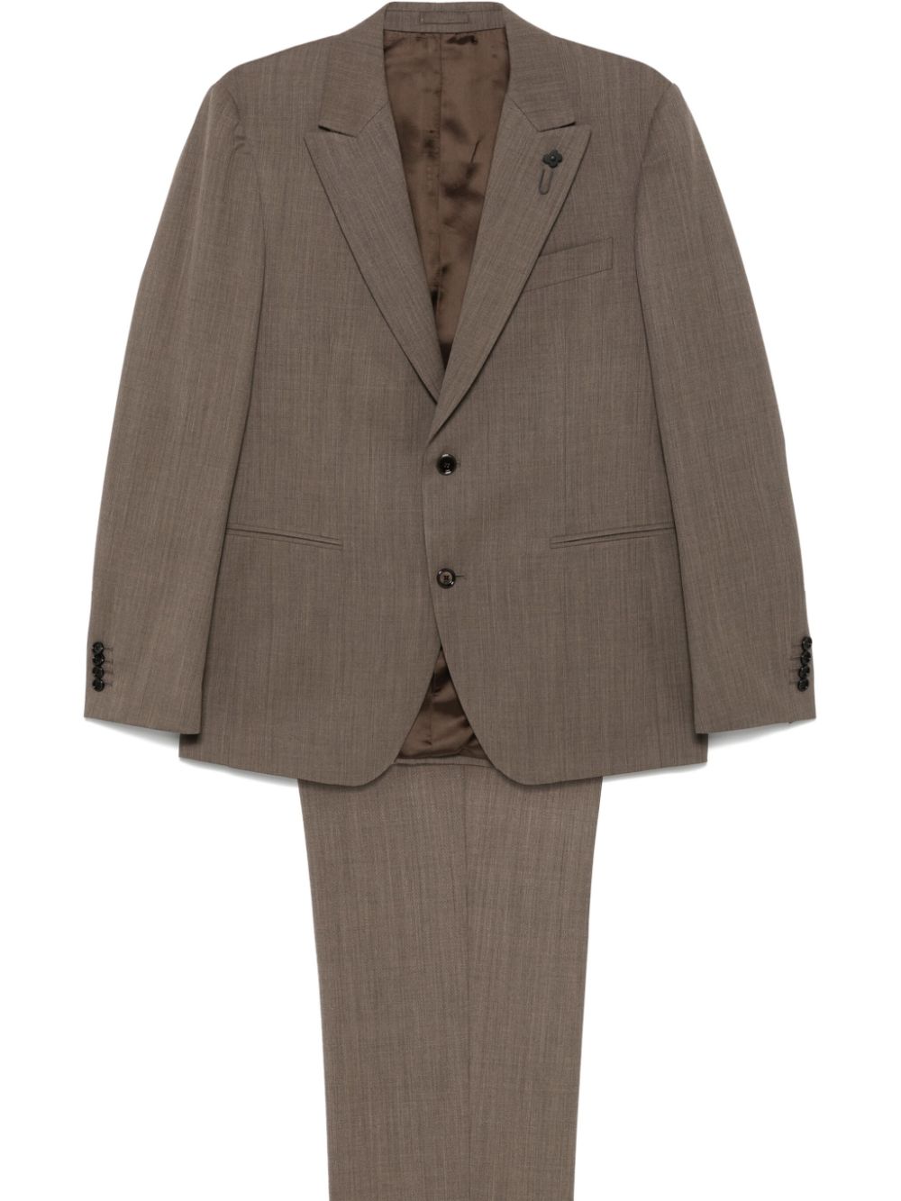 Maison-Kitsune Single Breasted Suits Men Lardini single-breasted Suit Brown
