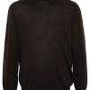 Maison-Kitsune Knitted Sweaters Men Lardini fine-knit Virgin Wool Jumper Brown