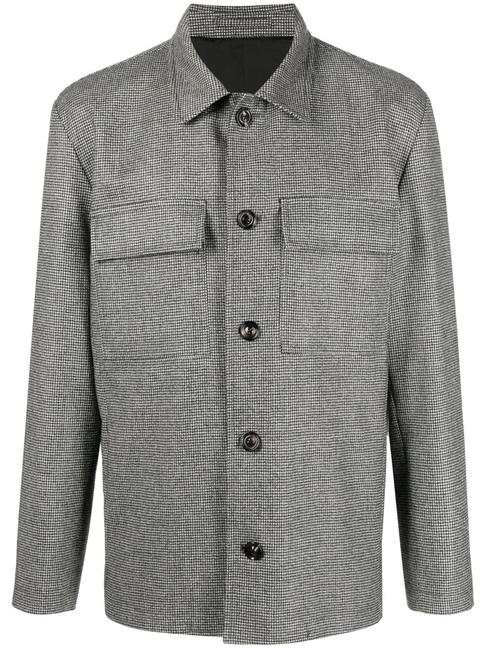 Men Shirt Jackets Maison-Kitsune Lardini Micro houndstooth-pattern Shirt Jacket Black