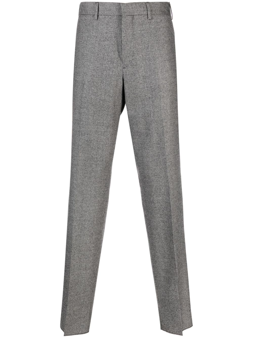 Maison-Kitsune Tapered Pants Men Lardini Kurt houndstooth-pattern Tapered Trousers Black