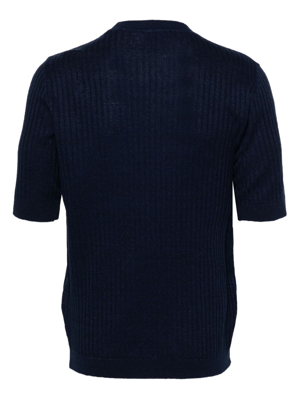 Maison-Kitsune Lardini Ribbed short-sleeve Jumper Blue Men Knitted Sweaters