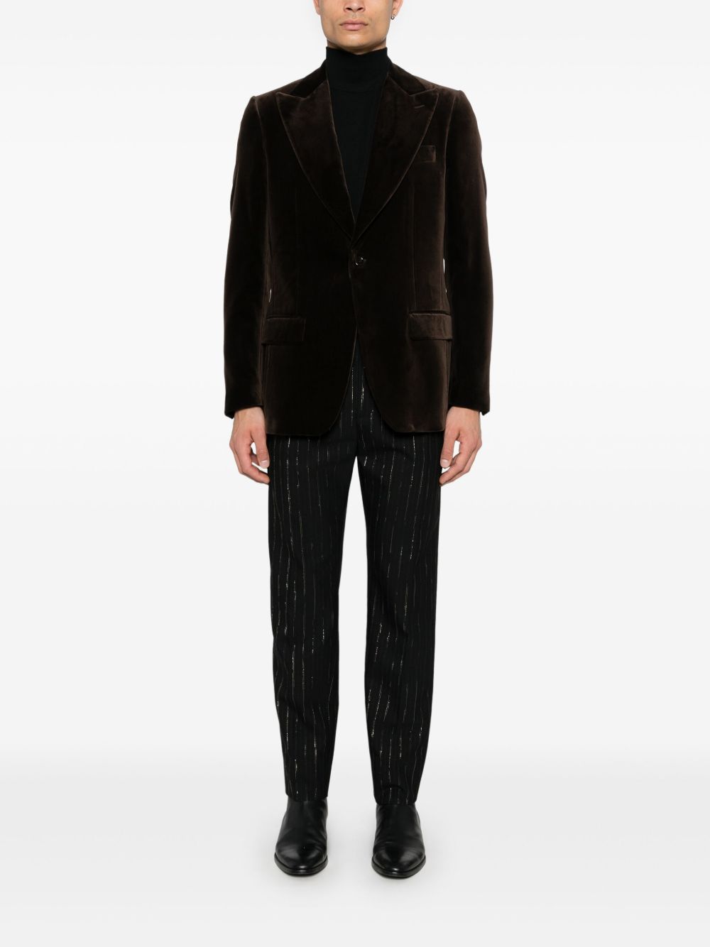 Lardini Velour Blazer Brown Maison-Kitsune Men Blazers