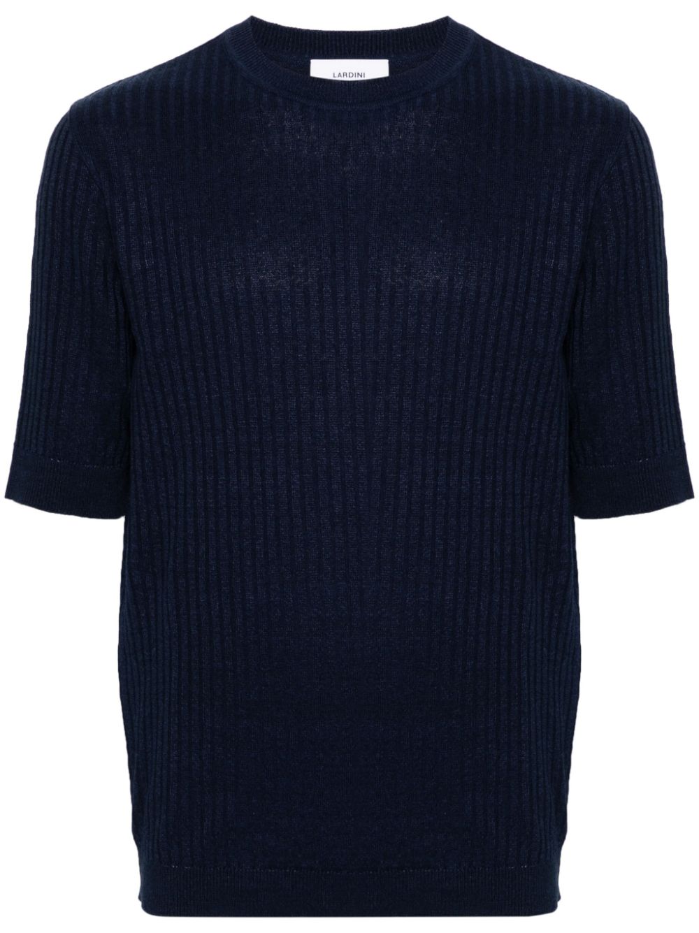 Maison-Kitsune Lardini Ribbed short-sleeve Jumper Blue Men Knitted Sweaters
