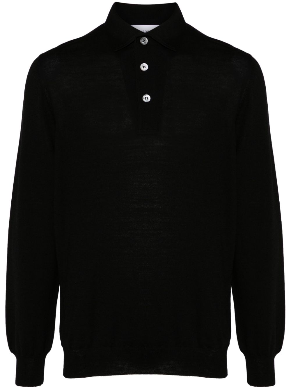 Lardini fine-knit Polo Top Black Maison-Kitsune Men Knitted Sweaters