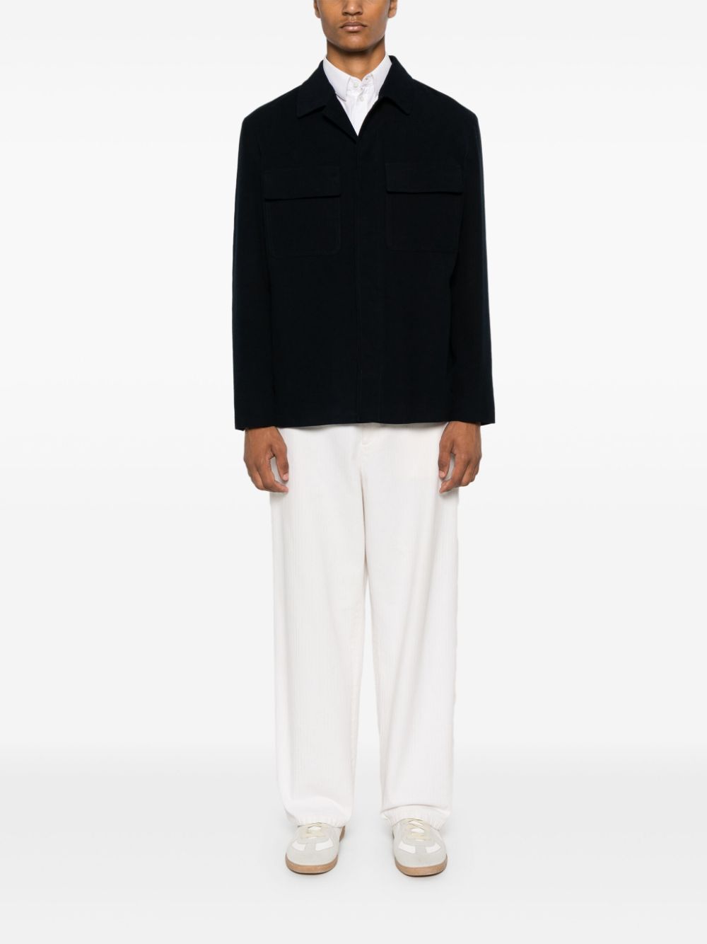 Maison-Kitsune Lardini spread-collar Shirt Jacket Blue Men Shirt Jackets
