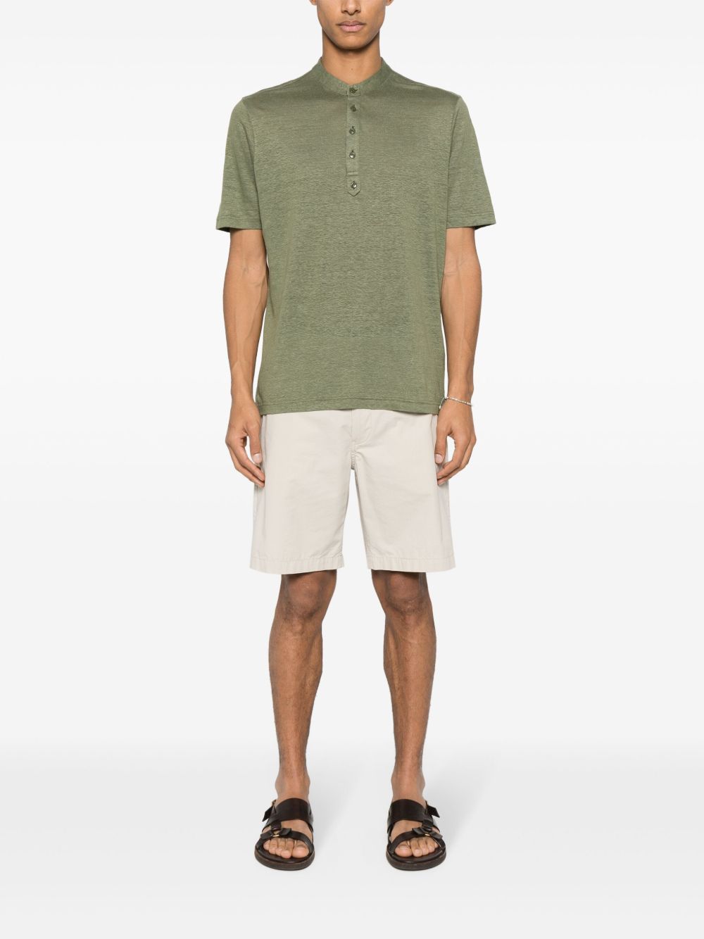 Lardini mock-neck Linen T-shirt Green Maison-Kitsune Men T-Shirts
