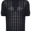Maison-Kitsune Lardini Checked Cotton Polo Shirt Blue Men Polo Shirts