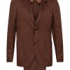 Maison-Kitsune Single Breasted Suits Men Lardini brooch-detail single-breasted Suit Brown