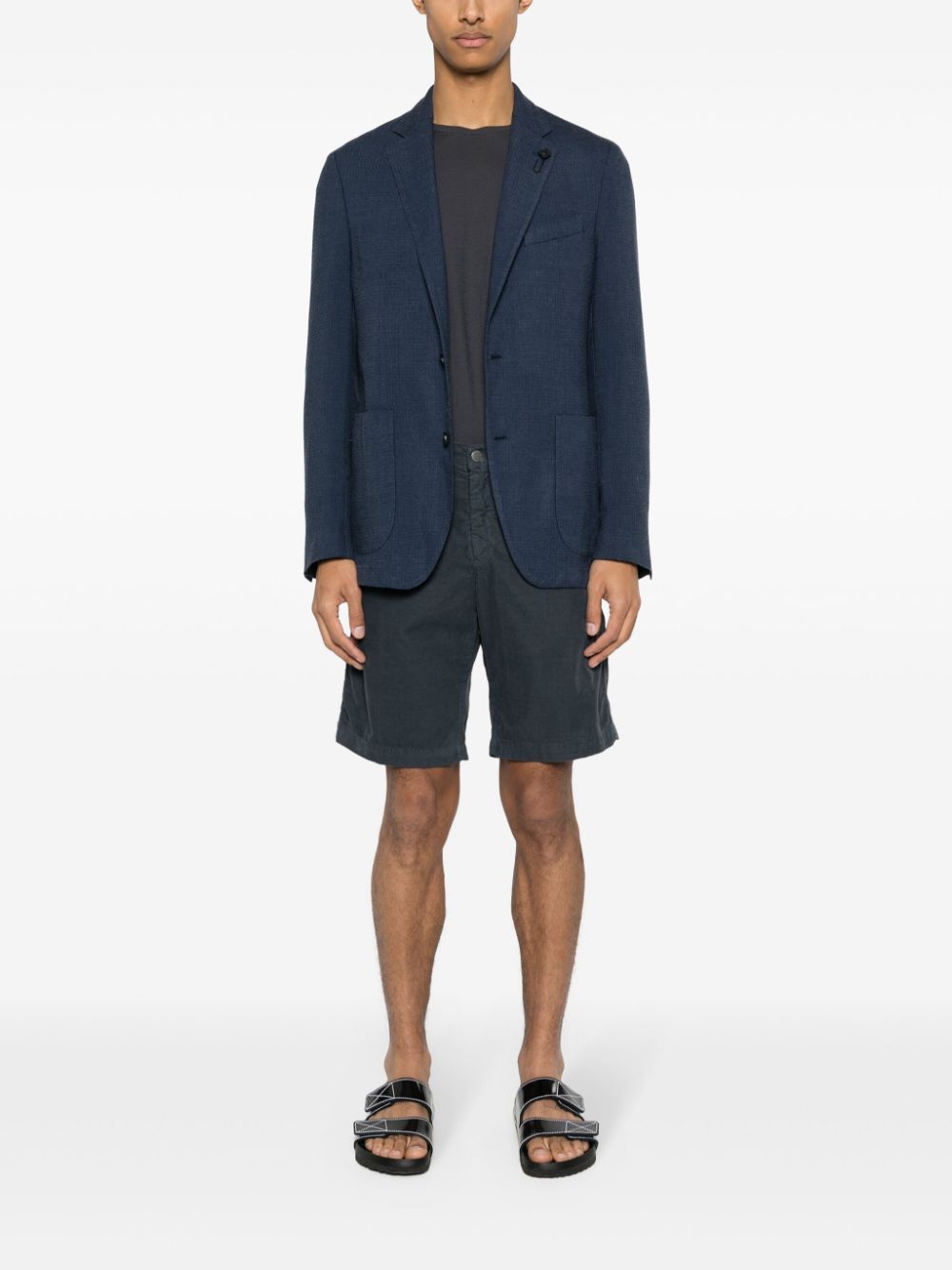 Maison-Kitsune Lardini monogram-jacquard Blazer Blue Men Blazers