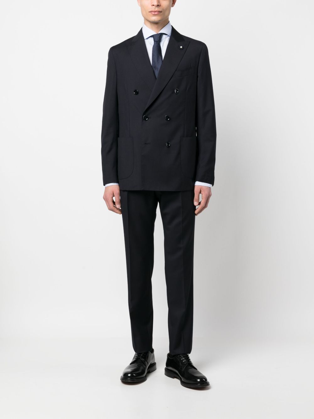 Lardini double-breasted Wool Blazer Blue Maison-Kitsune Men Blazers