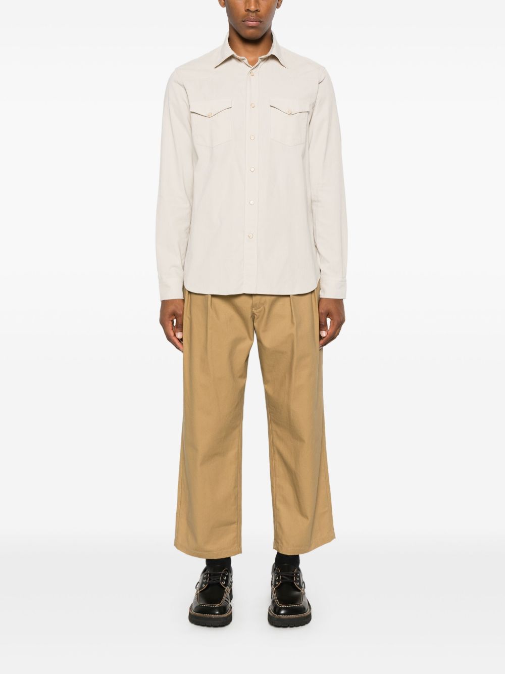 Lardini Cotton Shirt Neutrals Men Shirts Maison-Kitsune