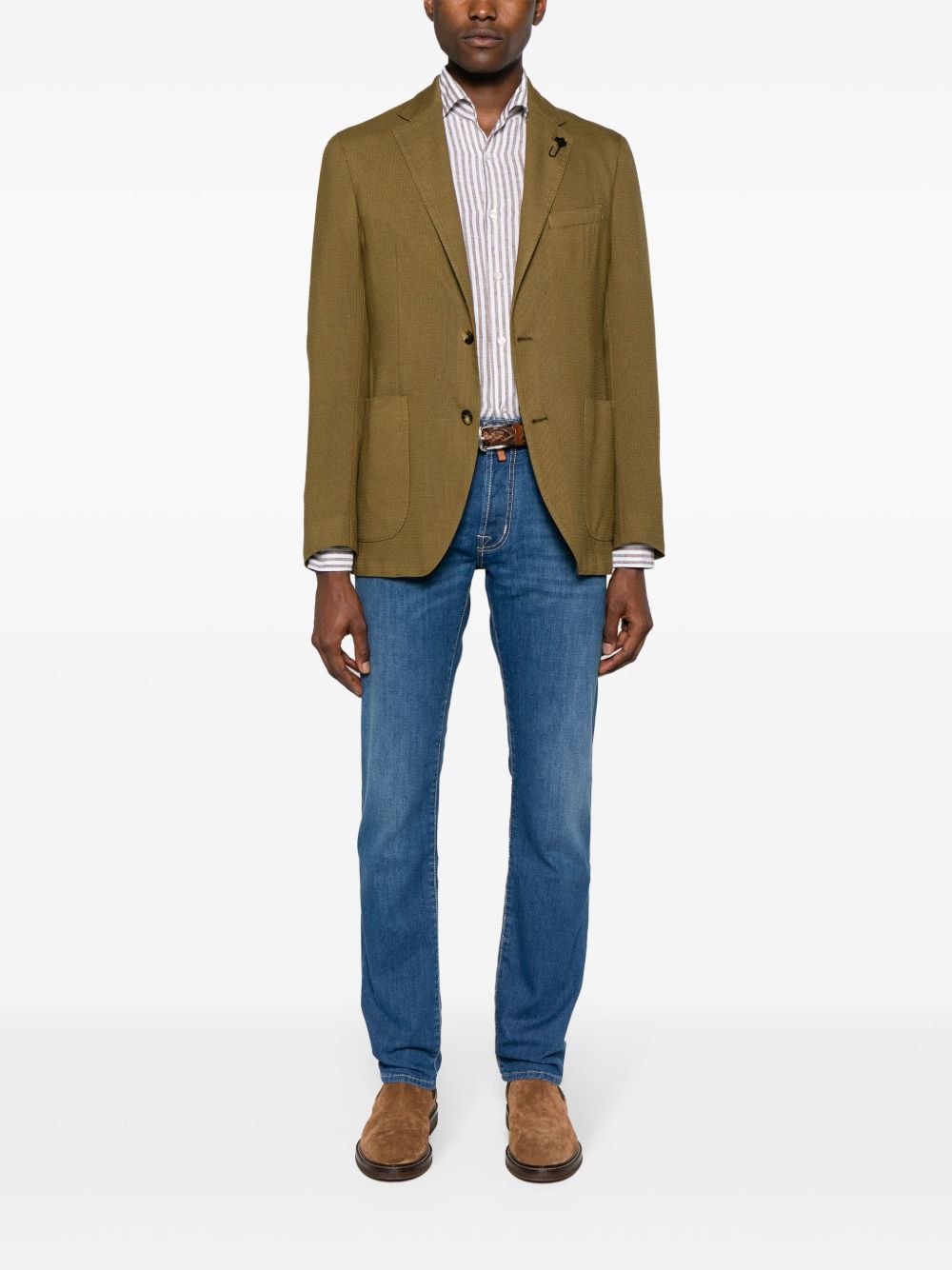 Men Blazers Maison-Kitsune Lardini notched-lapels single-breasted Blazer Green