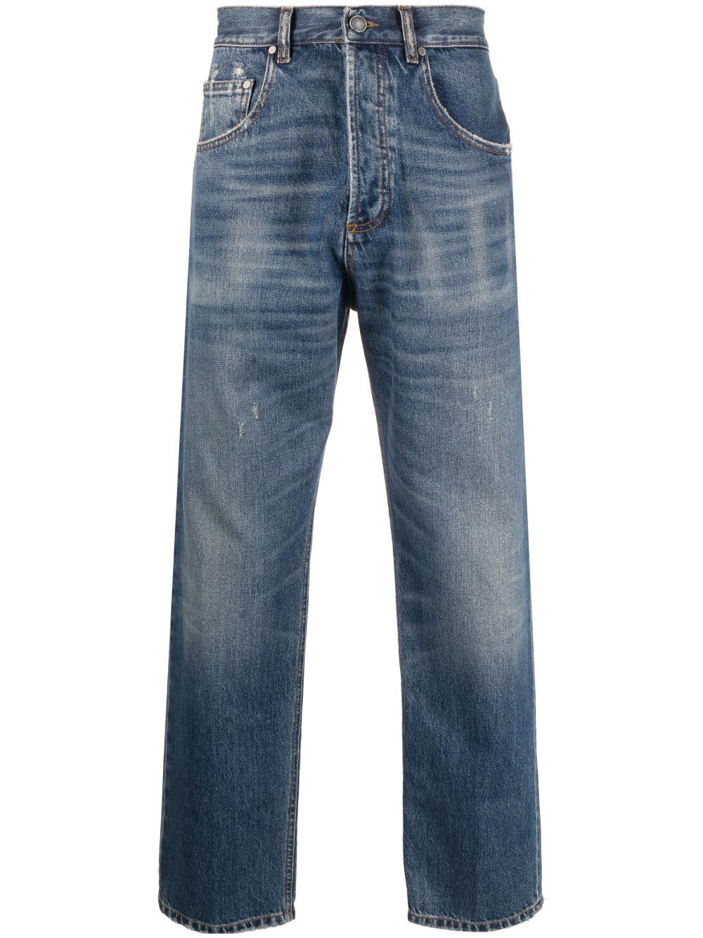 Maison-Kitsune Regular & Straight-Leg Jeans Men Lardini Distressed straigh-leg Jeans Blue