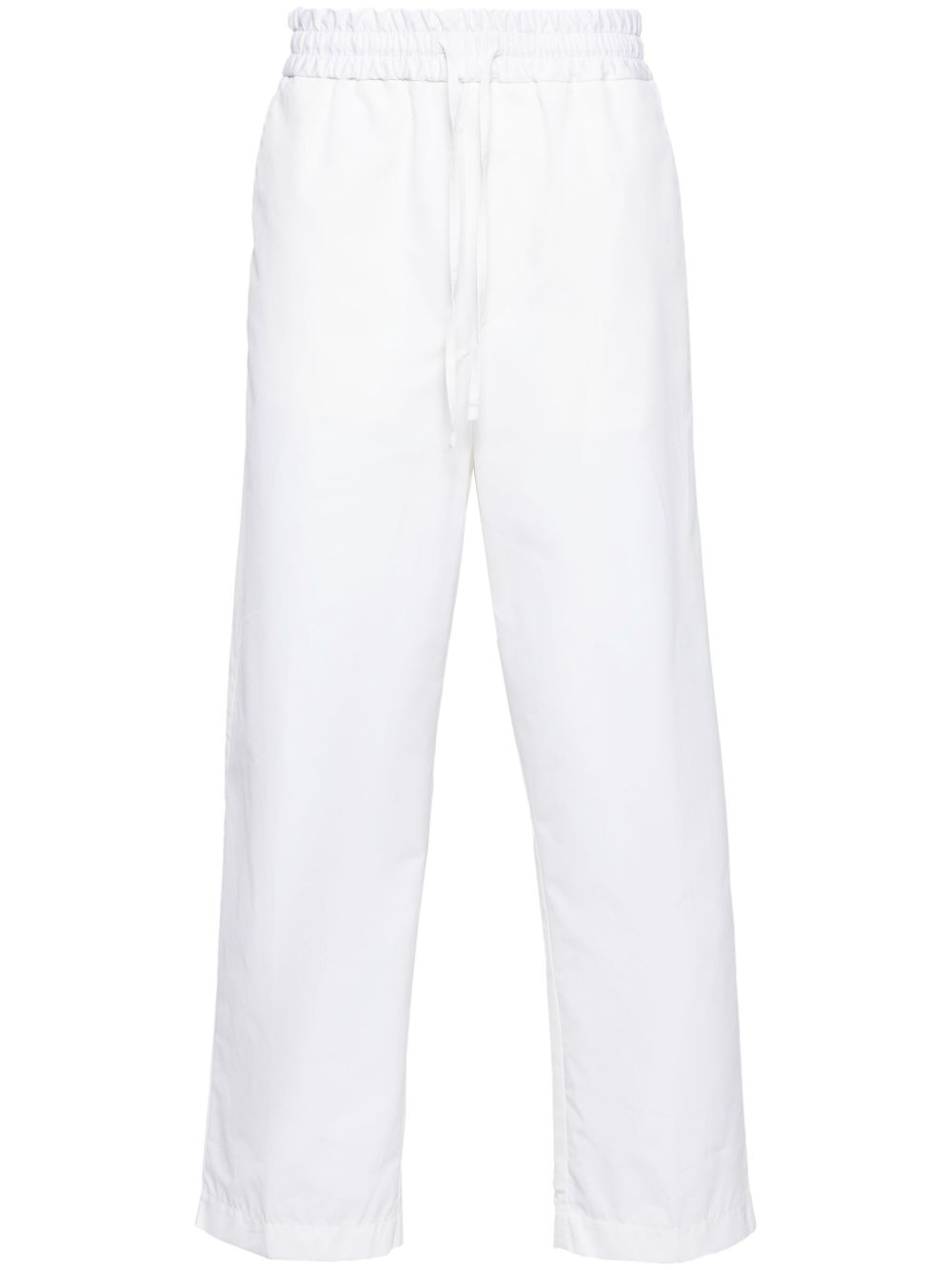 Maison-Kitsune Lardini mid-rise Tapered Cotton Trousers White Men Tapered Pants