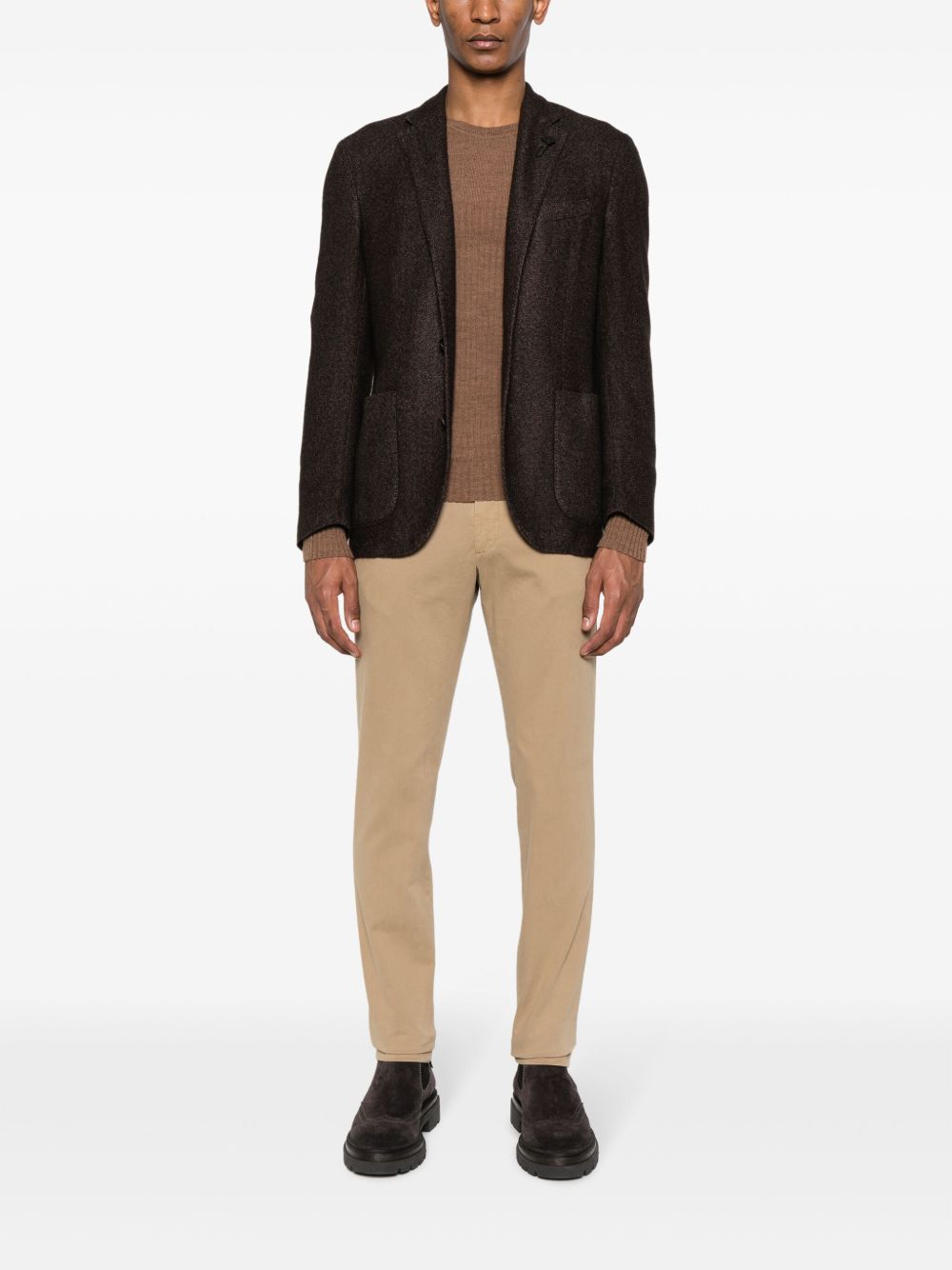 Men Blazers Maison-Kitsune Lardini single-breasted cashmere-blend Blazer Brown