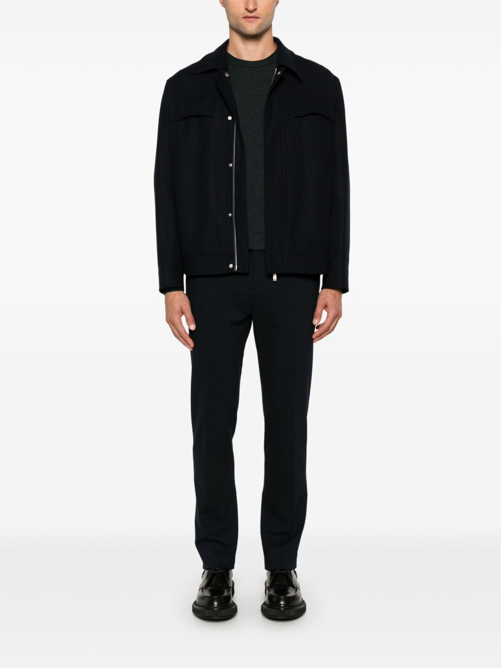 Maison-Kitsune Lardini Felted Shirt Jacket Blue Men Shirt Jackets
