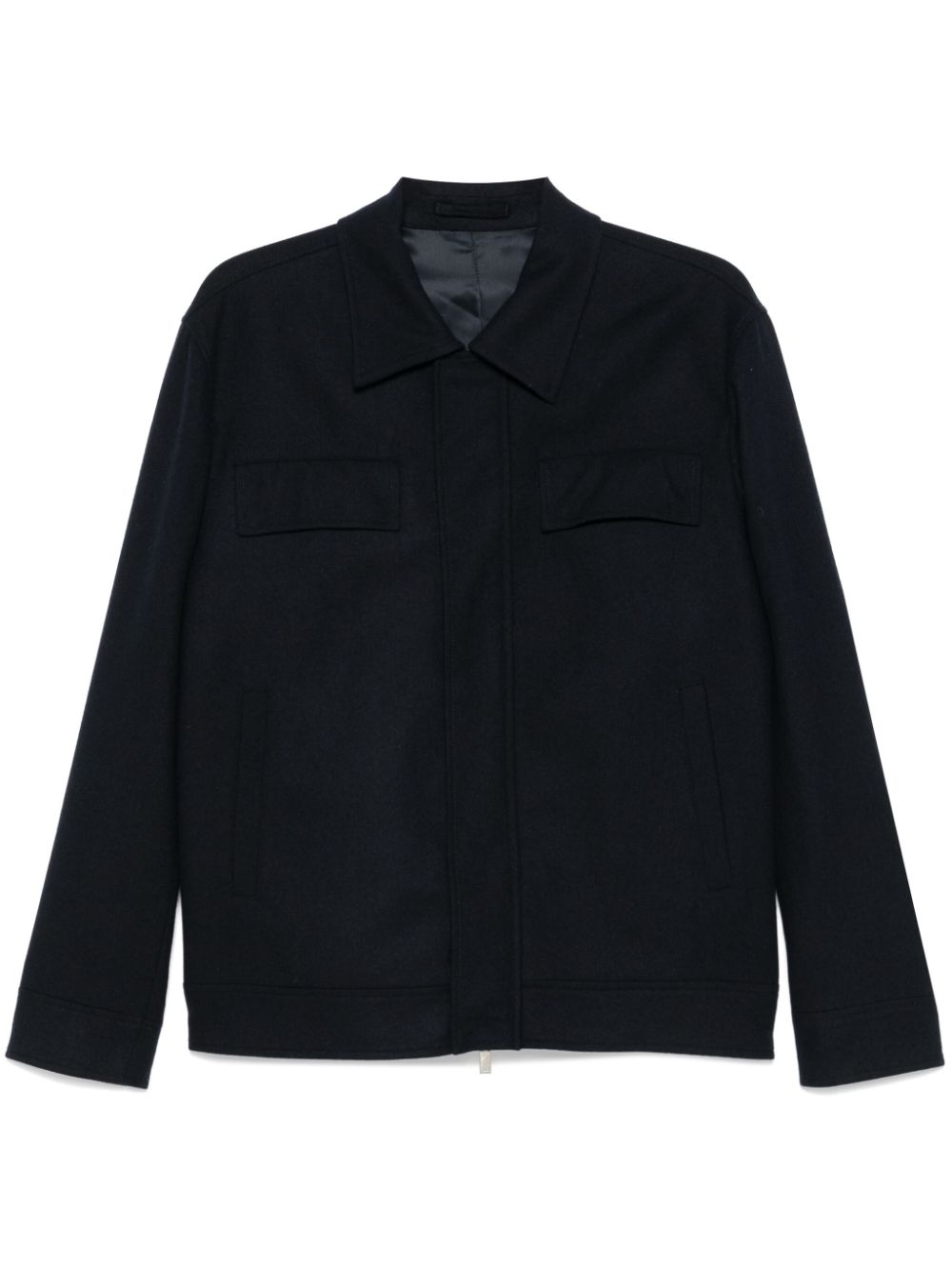 Maison-Kitsune Lardini Felted Shirt Jacket Blue Men Shirt Jackets