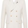 Men Blazers Maison-Kitsune Lardini double-breasted Linen Blazer Neutrals
