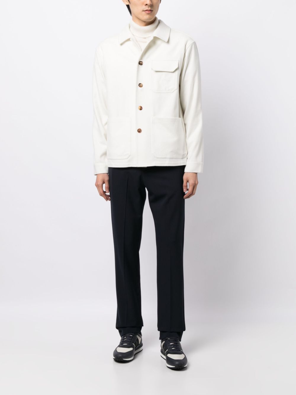 Lardini Buttoned Cotton Shirt Jacket White Maison-Kitsune Men Shirt Jackets