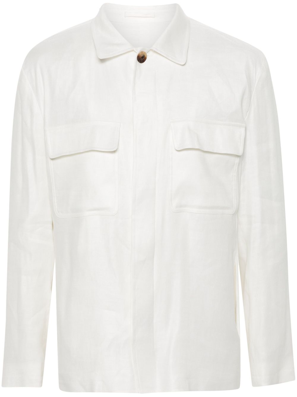 Lardini Twill Shirt Jacket White Men Shirt Jackets Maison-Kitsune