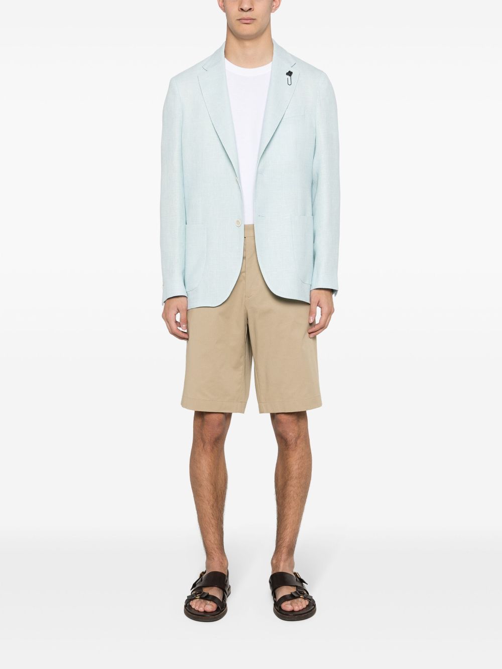 Lardini Intertwined linen-blend Blazer Blue Maison-Kitsune Men Blazers