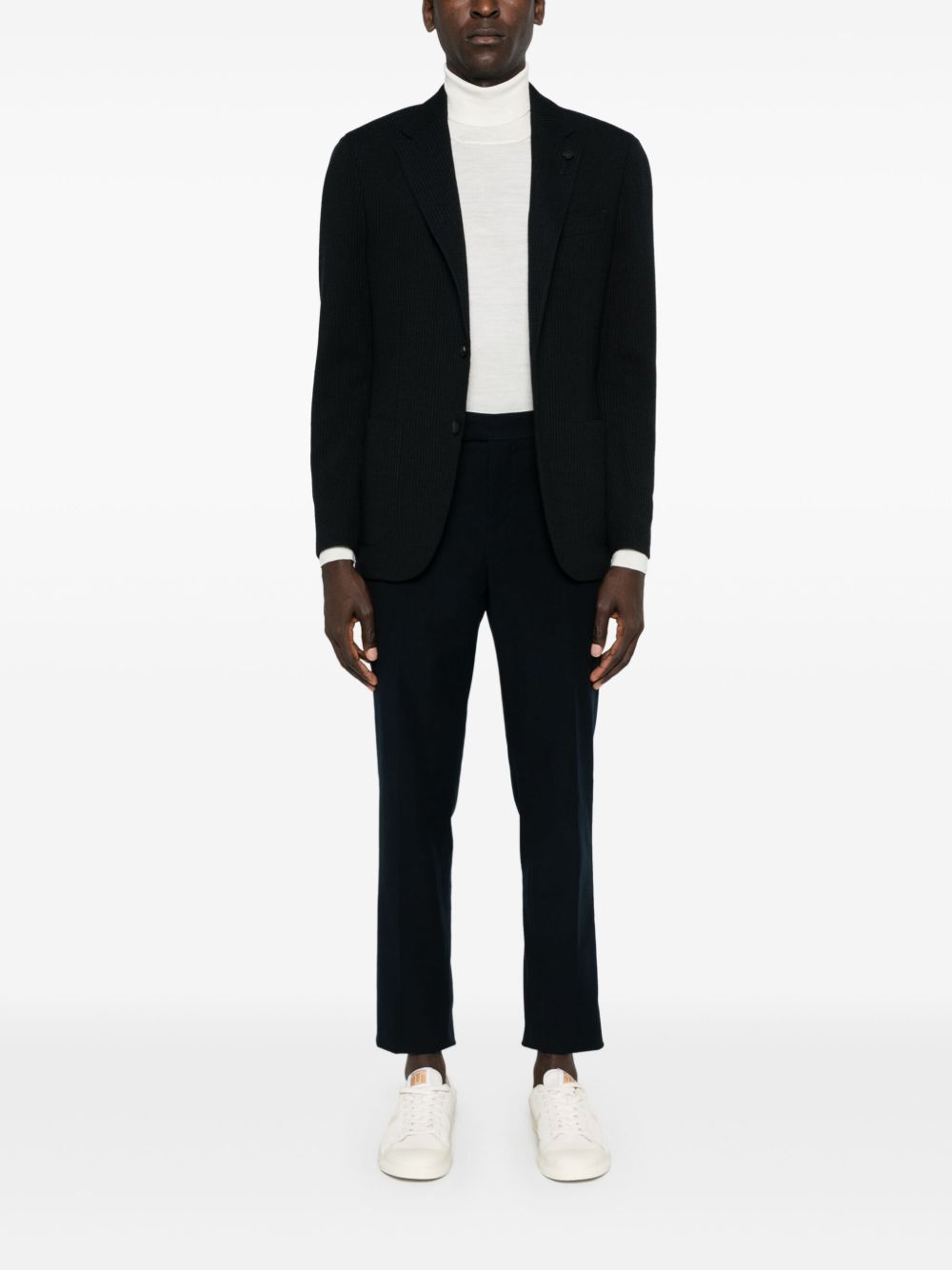 Maison-Kitsune Lardini single-breasted Textured Blazer Blue Men Blazers