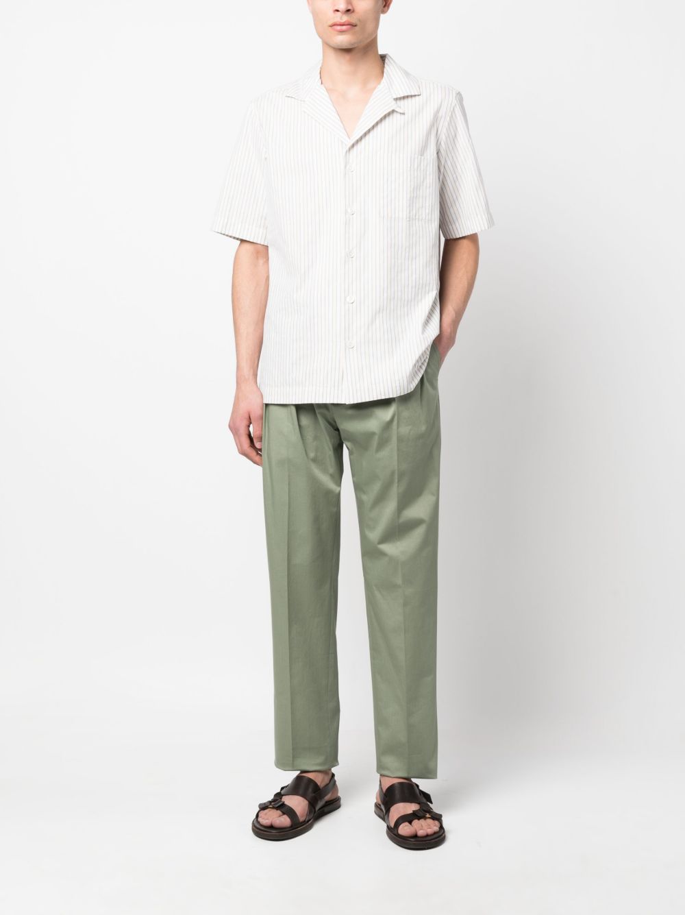 Lardini Striped short-sleeve Cotton Shirt Neutrals Maison-Kitsune Men Shirts