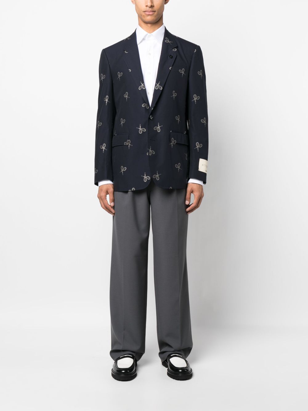 Maison-Kitsune Lardini graphic-print single-breasted Blazer Blue Men Blazers