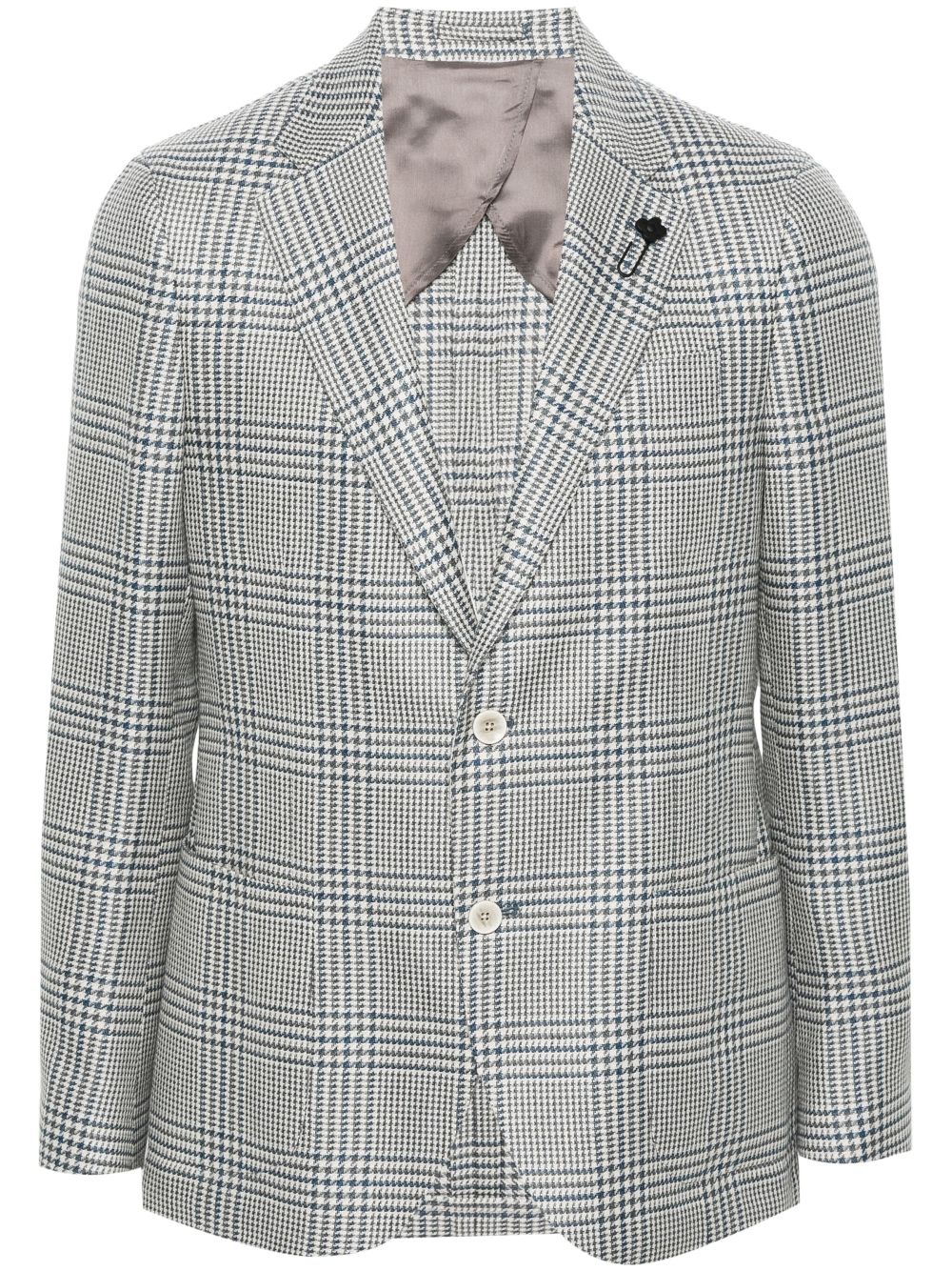 Maison-Kitsune Blazers Men Lardini single-breasted Houndstooth Blazer Grey
