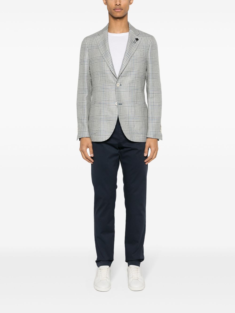Maison-Kitsune Blazers Men Lardini single-breasted Houndstooth Blazer Grey